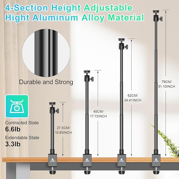 Ailight Camera Desk Mount Webcam Stand, Adjustable Table Camera Stand - Image 3