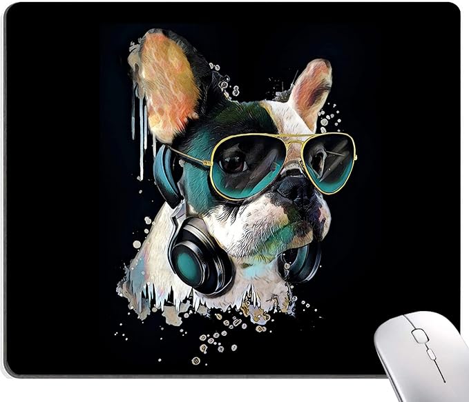 Square Mouse Pad, Colorful Stylish Bulldog Mouse Pad, Mouse Mat Square by Hokafenle