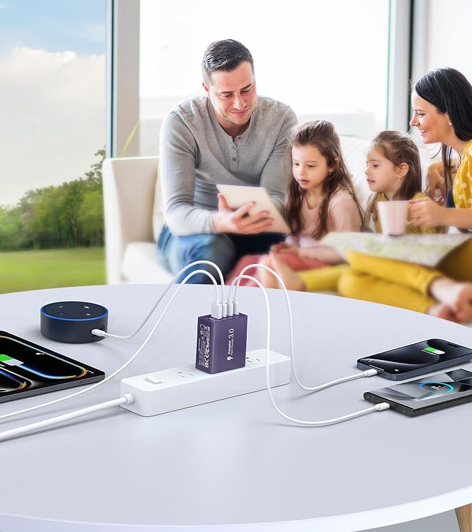 50W USB C Plug, 5-Port Fast Charger Block PD+QC Cube Wall Charging Box Brick - Image 8