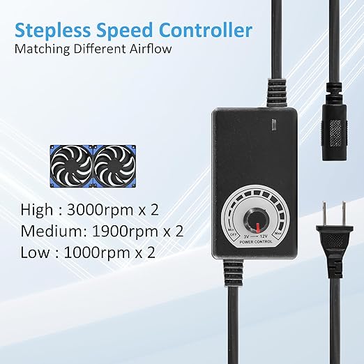 240mm Adjustable Computer PC Vent Fan 3-12V Speed Controller - Image 2