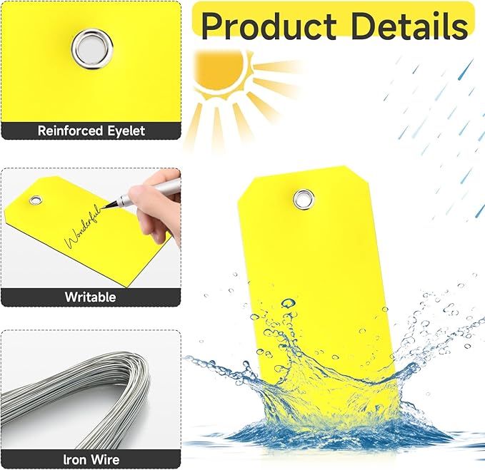 100Pcs Shipping Tags with Wire Ties Plastic Hang Tags - Image 3