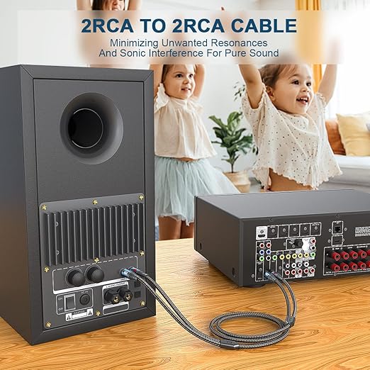 RCA Cable Subwoofer Cable 2RCA Male to 2RCA Male Stereo Audio Cable Y Splitter - Image 6
