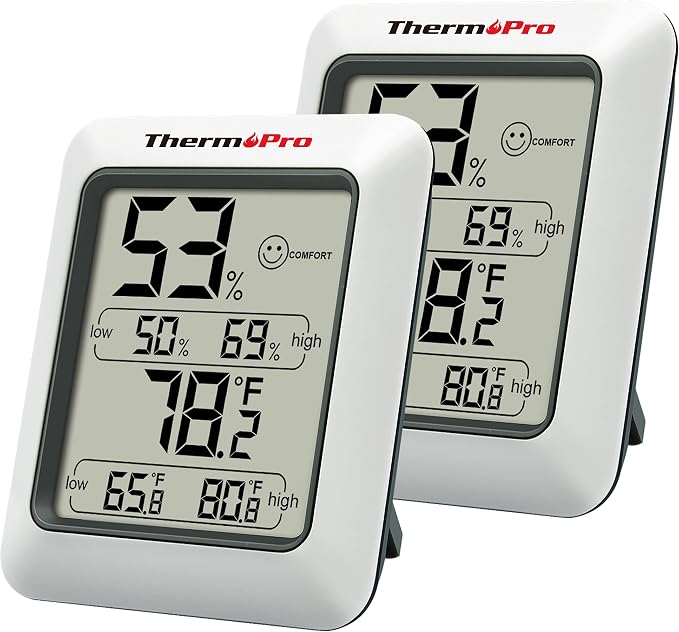 ThermoPro TP50 2 Pieces Digital Hygrometer Indoor Thermometer Room Thermometer by ThermoPro