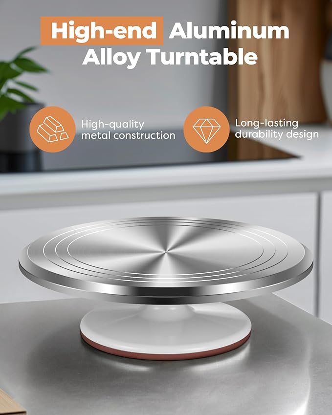 Kootek Aluminium Alloy Revolving Cake Stand 12 Inch Rotating Cake Turntable - Image 4