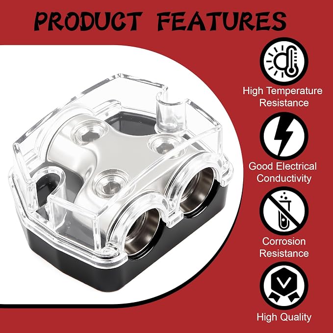 2 Way Power Distribution Block 1x 0 GA in 2X 0 GA Out Circuit Protector - Image 7