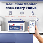 Smart Bluetooth 12V 140Ah LiFePO4 Battery, 12 Volt Lithium Battery - Image 2