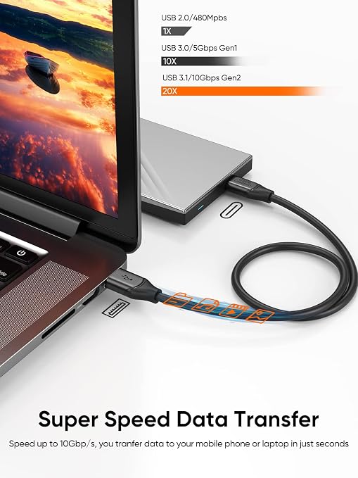 CableCreation USB C to USB A Cable 1FT, USB 3.1 USB 3.2 Gen2 10Gbps USB A to C - Image 3