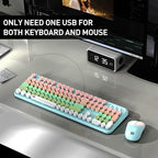 Wireless Keyboard and Mouse Set, 105 Round Keys Full-Size Cute Colorful - Image 7