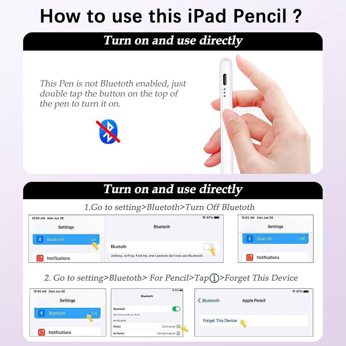 2Pack Stylus Pencil for iPad A16/11th Gen, Fast Charging Pen - Image 4