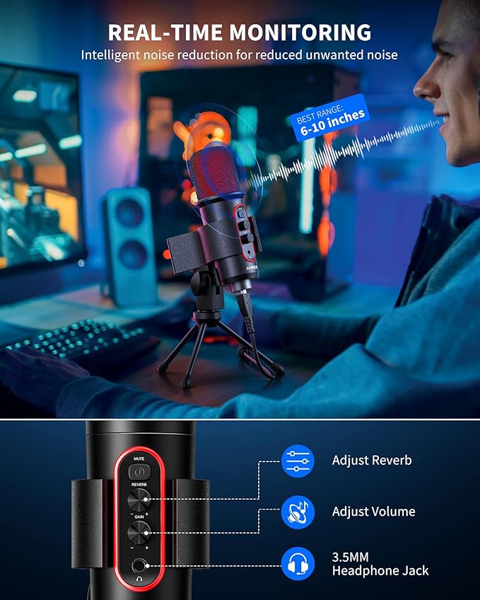 Gaming Microphone, USB Computer Condenser Mic - Image 2
