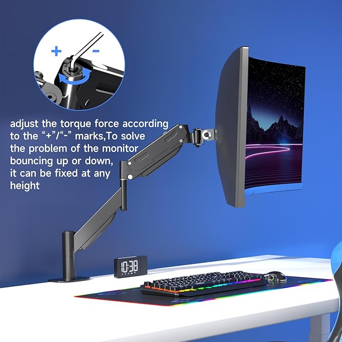 Pholiten Premium Aluminum Heavy Duty Monitor Arm，Ultrawide Monitor Arm - Image 5