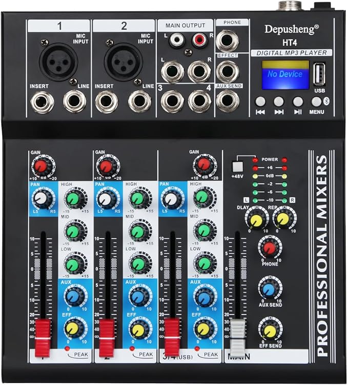 Depusheng HT4 Bluetooth Compatible Professional Portable Digital DJ Console by Depusheng