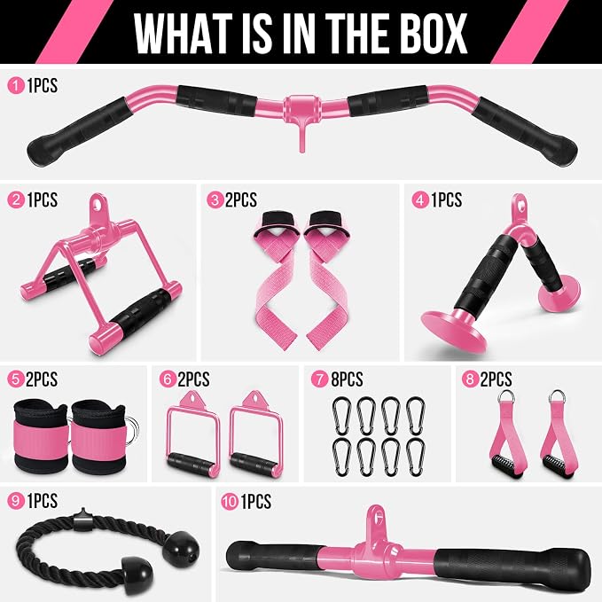 Cable Machine Attachment Set LAT Pulldown Attachments Weight Machine Accessories - Image 2
