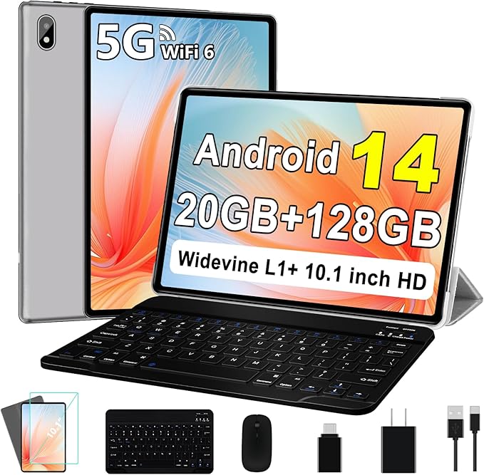 Android 14 Tablet 10 Inch Tablets, 20GB+128GB/1TB Expandable, Tablets by UJJ
