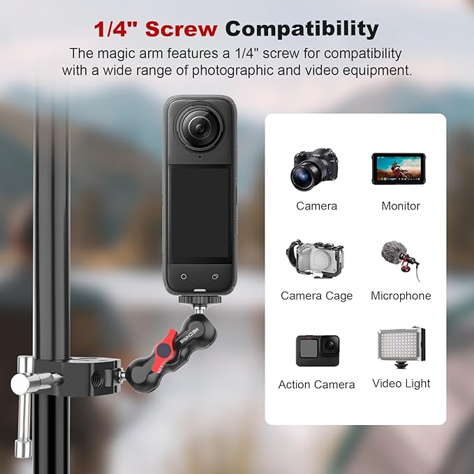 Camera Clamp Mount with Dual Ballhead Magic Arm, Aluminum Camera Mount Super - Image 3
