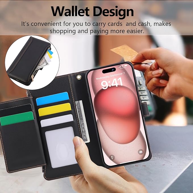 Compatible with iPhone 13 Pro Wallet Phone Case-PU Leather Magnetic Flip Cover - Image 4