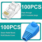 100-Pack Cat 6 Pass Through RJ45 Connectors - Image 2