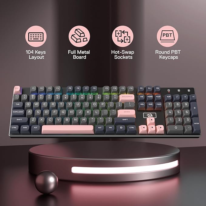 Redragon K556 SE Wired Gaming Keyboard, 104 Keys Hot-Swap Mechanical Keyboard - Image 2
