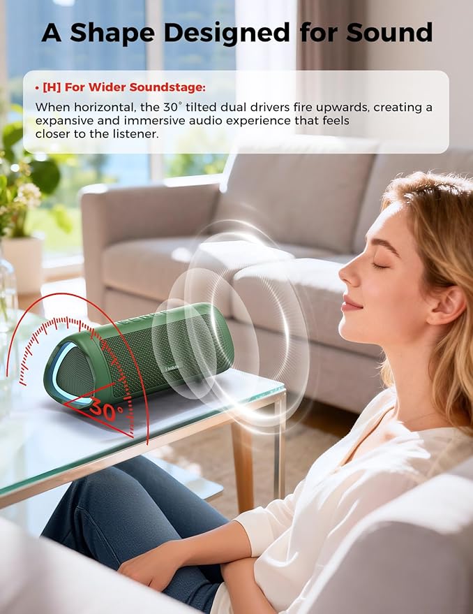 Bluetooth Speaker, 20W HD Sound, Portable Wireless, IPX5 Waterproof, - Image 8