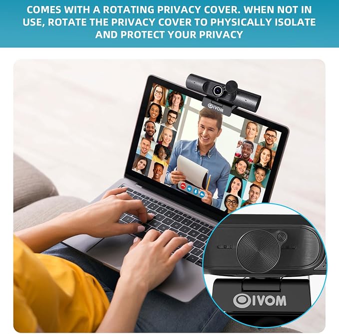 Webcam With Microphone and Speaker, 1080P Web Camera - Image 7