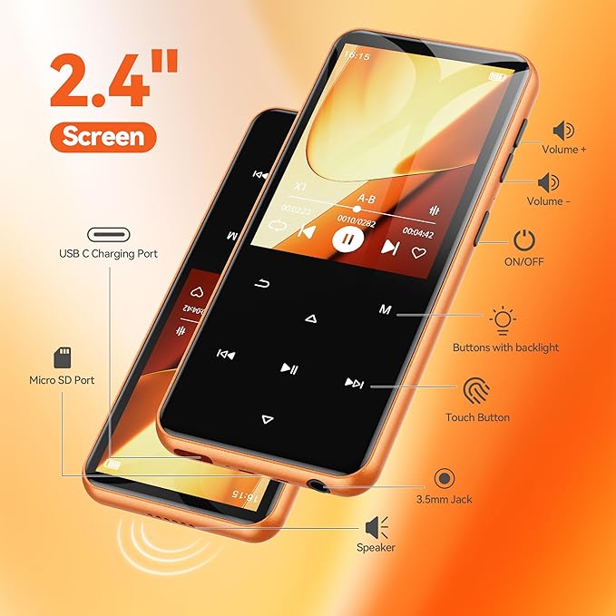AGPTEK 64GB MP3 Player with Bluetooth, M3 2.4 inch Music Player with Speaker - Image 5