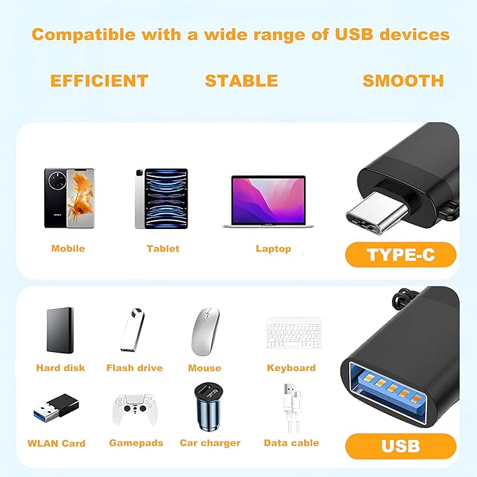 USB to USB C Adapter, USB-C Male to USB3.0 Female Adapter Thunderbolt 3 OTG - Image 9