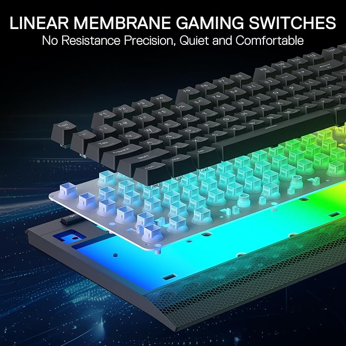Redragon K525 RGB Backlit 104 Keys Wired Membrane Gaming Keyboard w/ 5 - Image 4