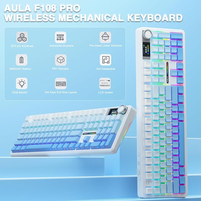 AULA F108 PRO - Wireless Mechanical Keyboard - Image 2