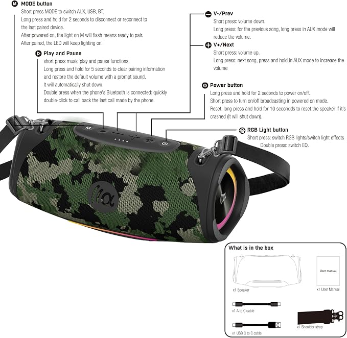 Portable Bluetooth Speaker 80W RMS, 120W Peak Loud Subwoofer Wireless Stereo - Image 9