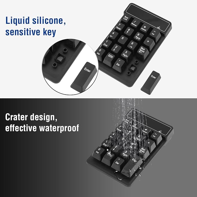 RaceGT Bluetooth Number pad, 19-Keys Wireless Numeric Keypad, Portable Mini - Image 3