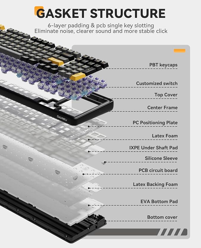 DAREU EK98pro Wireless Mechanical Keyboard, 96% Creamy Gaming Keyboard - Image 2