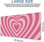 Gaming Desk Pad Large Extra Length Retro Style Hearts Mouse Pad Keyboard Laptop - Image 3