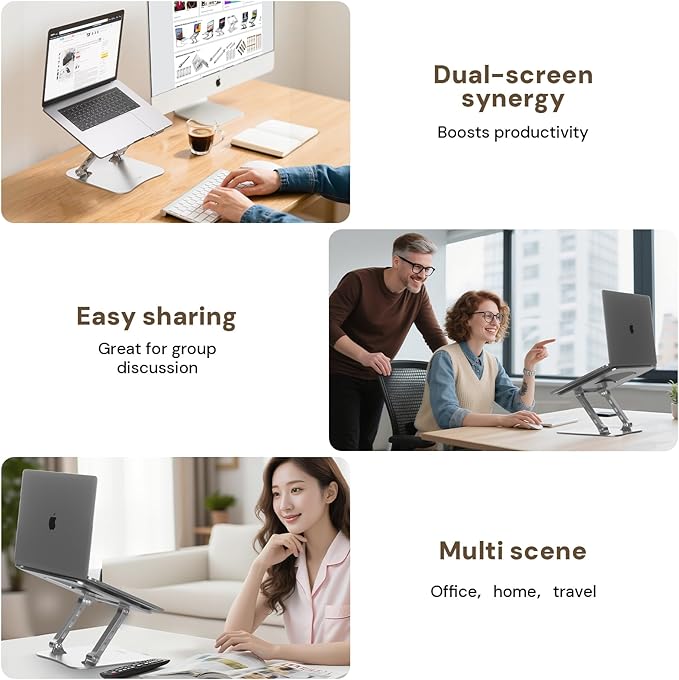 Laptop Stand for Desk – 2.5mm Aluminum Ergonomic Riser, Adjustable Height & - Image 6