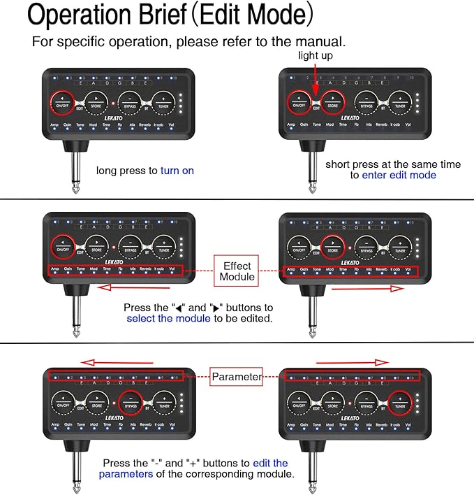 LEKATO Micro Guitar Headphone Amp Bass Guitar Headphone Amplifier - Image 8