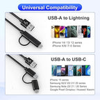 USB to USB-C and Lightning Cable Combo 2 in 1 Coiled Cable Support Apple - Image 6