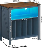 Large Record Player Stand with Charging Station & LED Lights, Vinyl Records - Image 3