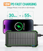 BLAVOR Solar Power Bank, PD18W QC3.0 Fast Charging 10W Wireless Charger - Image 2