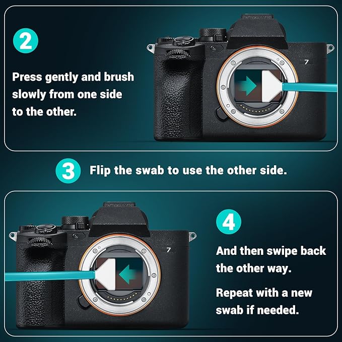 Aocii 20pcs Full Frame Camera Sensor Cleaning Kit, Lens Solution, 24mm Swab - Image 5