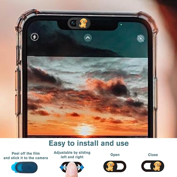6Pcs 6 Styles Laptop Camera Cover Slide Dog 0.04 Inch Ultra Thin Webcam Cover - Image 3