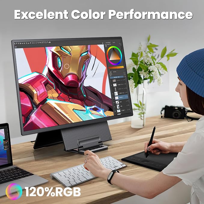 23.8” 4K Portable Monitor, UHD 120% SRGB IPS FreeSync Gaming Moniter USB-C HDMI - Image 4
