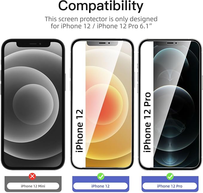 NEW'C 3 Pack Privacy for iPhone 12, iPhone 12 Pro Screen Protector, Enhanced - Image 2