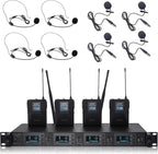 Wireless Microphone System 4 Channel UHF 4 Lavalier Lapel Headset Mics by Boeska