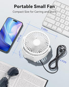 USB Desk Fan, 5 Inch Mini Portable, 3 Speeds Strong Airflow Personal Desktop - Image 6