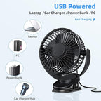 ATEngeus Rechargeable Clip-on USB Desk Fan, 3 Speeds, 5000mAh Battery, - Image 7