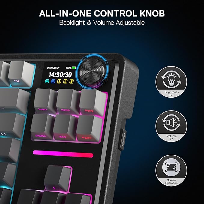 Redragon K743 PRO GB 80% Gasket RGB Gaming Keyboard w/Hype 1.14’’ TFT Screen & - Image 6