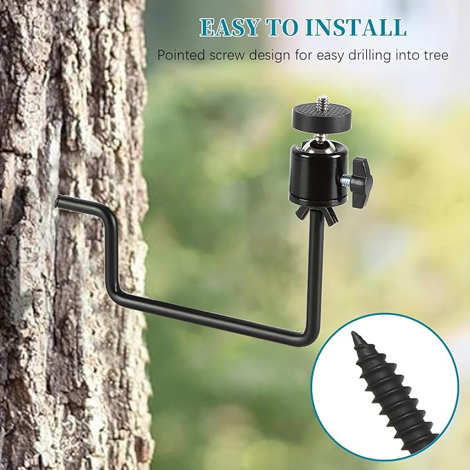 Trail Camera Mount, Hunting Accessories, 360° Adjustable Tree Screw Mounting - Image 3
