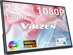 24'' Large Portable Monitor, FHD 120HZ 120% SRGB IPS USB-C HDMI Work Home by Virzen