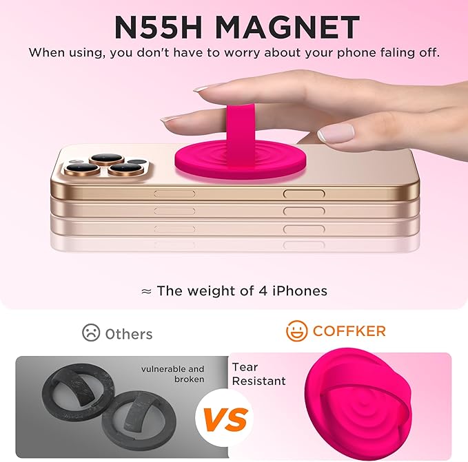 Magnetic Phone Ring Grip Holder, Silicone Finger Loop Grip, Compatible - Image 5