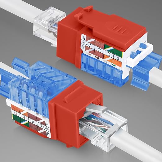 Everest 45° Angled RJ45 Cat5e Keystone Jacks 50-Pack in Orange - Image 8