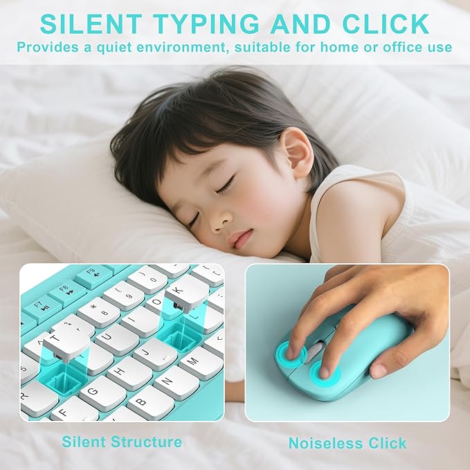 Wireless Keyboard and Mouse Combo, Full-Sized Quiet Wireless Keyboard and - Image 3